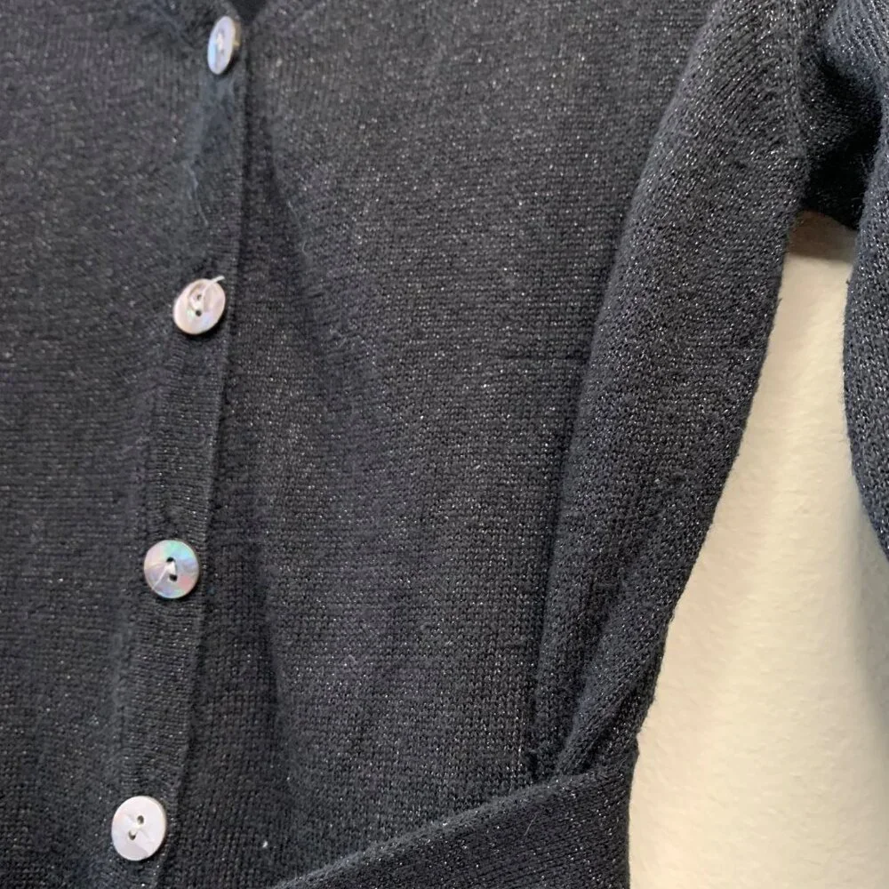 MIA JOY Black Knit Cardigan Girls 2 2T Sparkle Button-Up Long Sweater Belt Tie - Picture 5 of 6
